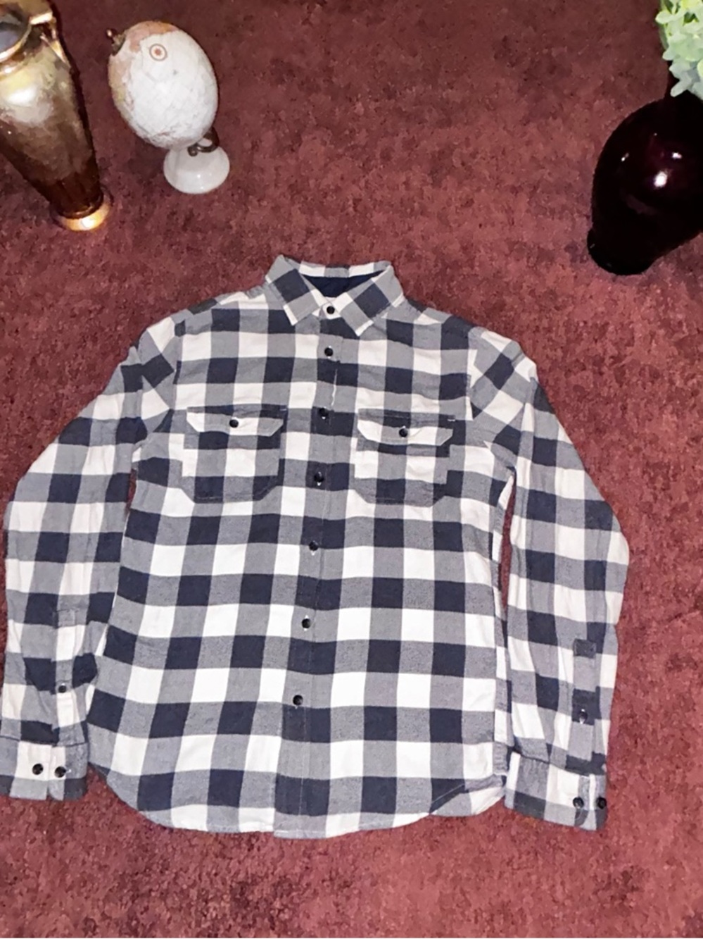 Goodfellow & Co Blue and White Check Button-Down Shirt